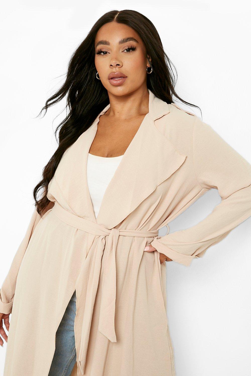 Plus Woven Pocket Duster Coat