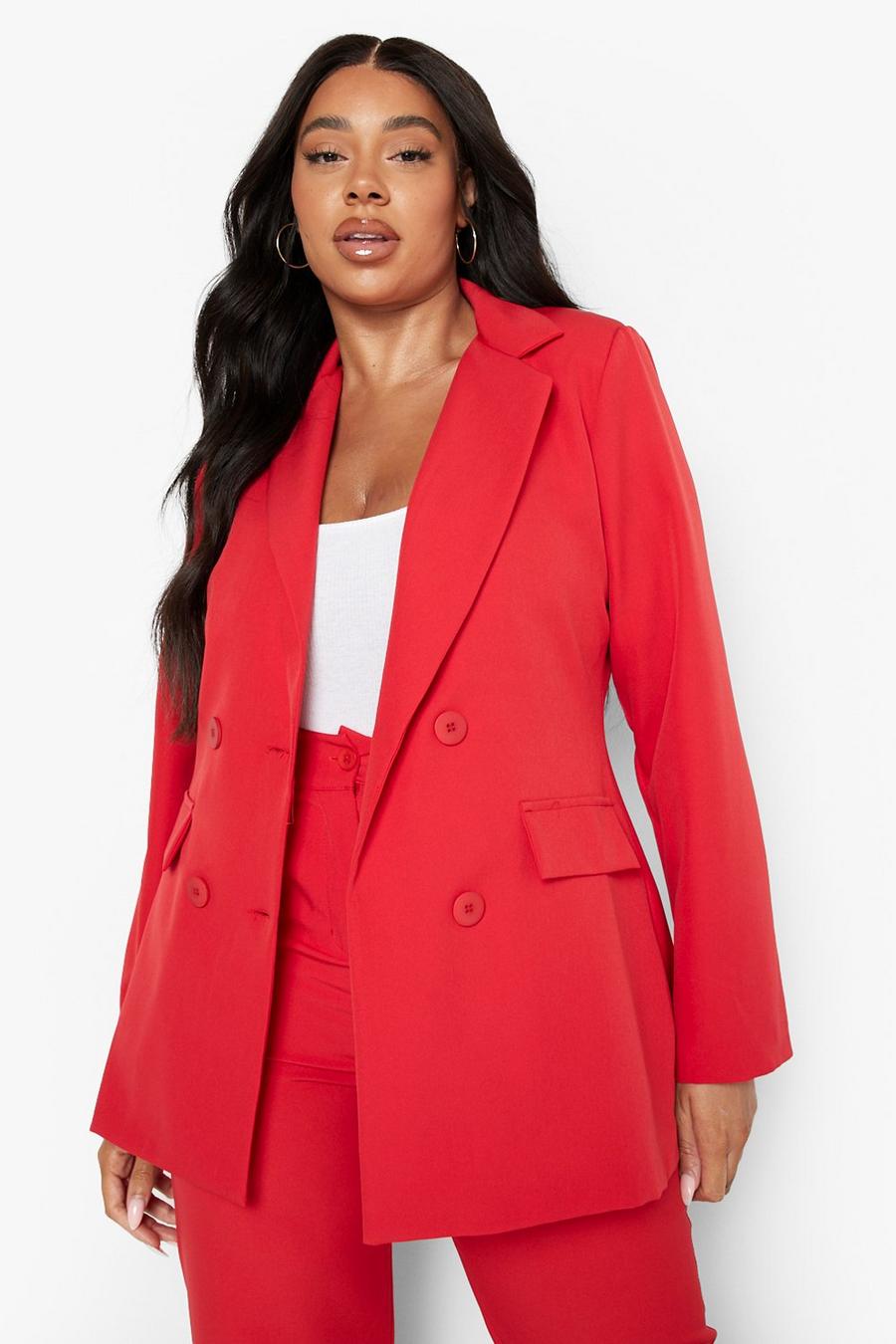 Red Plus Tailored Double Breasted Blazer image number 1