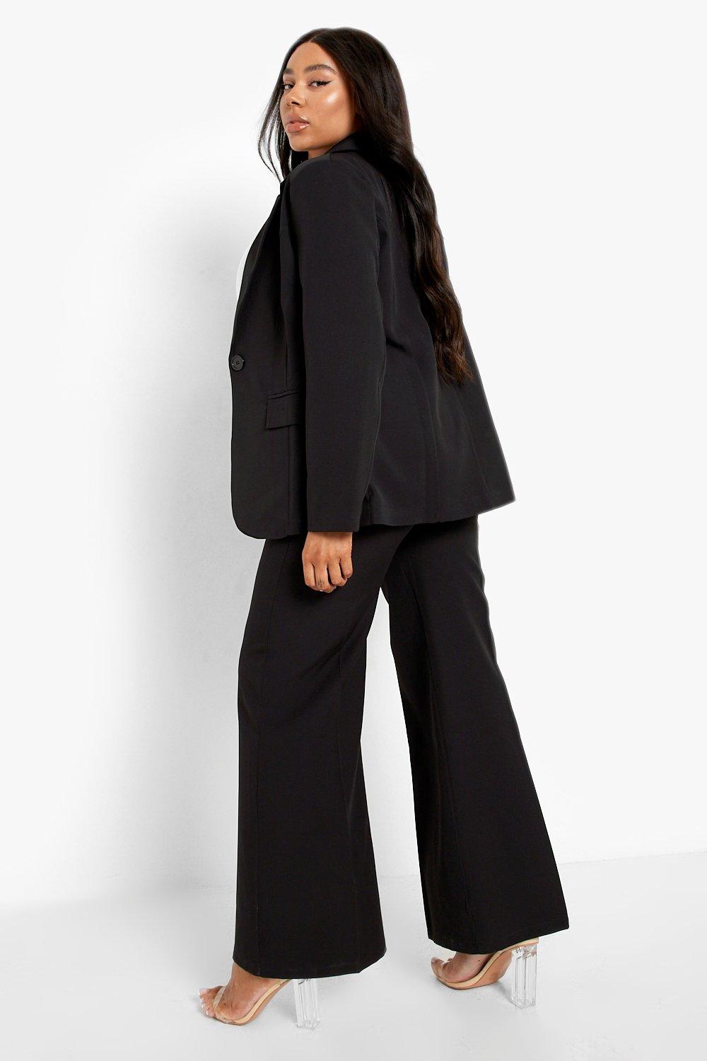 Plus Woven Seam Detail Tailored Flare Pants