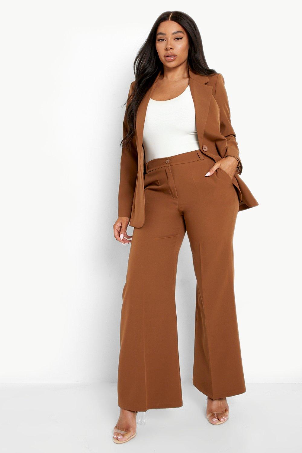 beige trouser suit