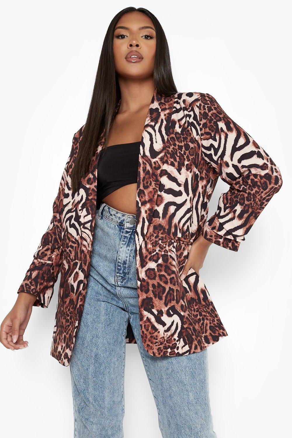 Leopard print hot sale boyfriend blazer