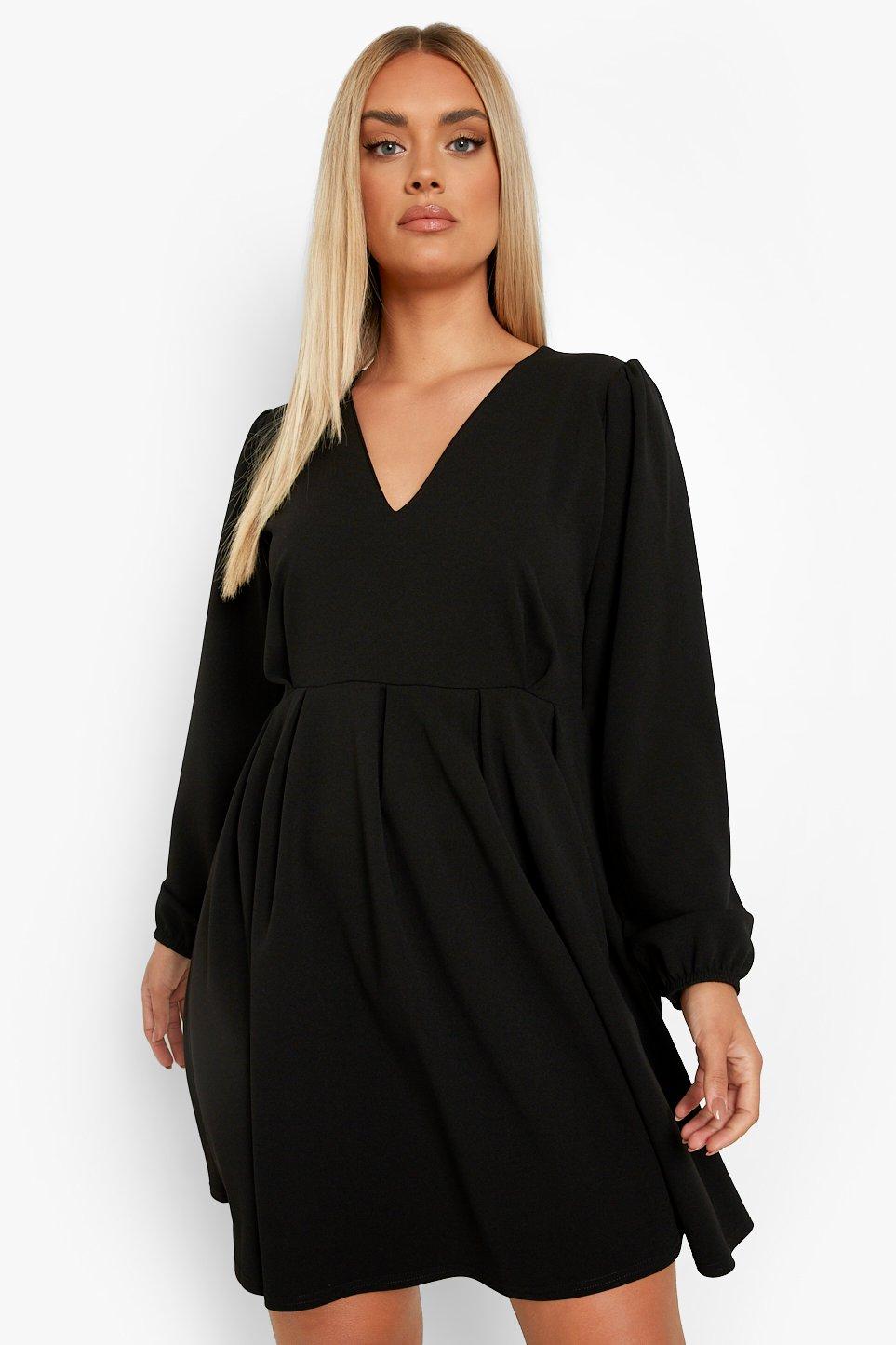 v neck blouson dress