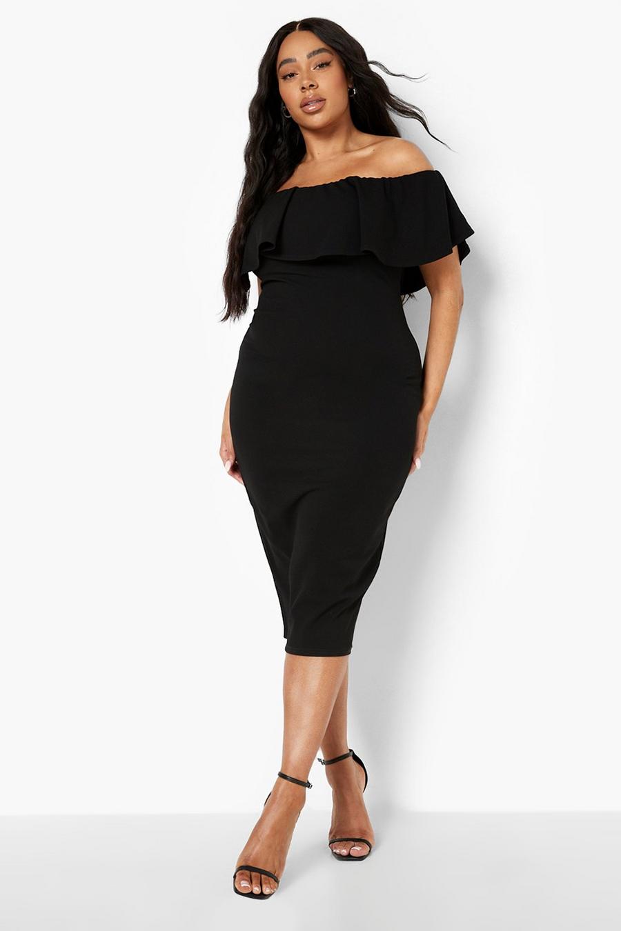 Black Plus - Off shoulder-klänning med volanger image number 1