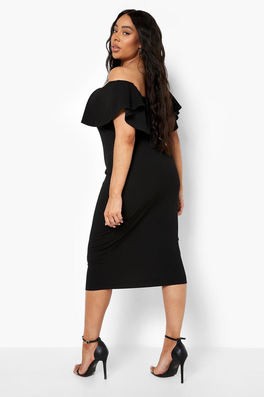 Boohoo black frill clearance dress