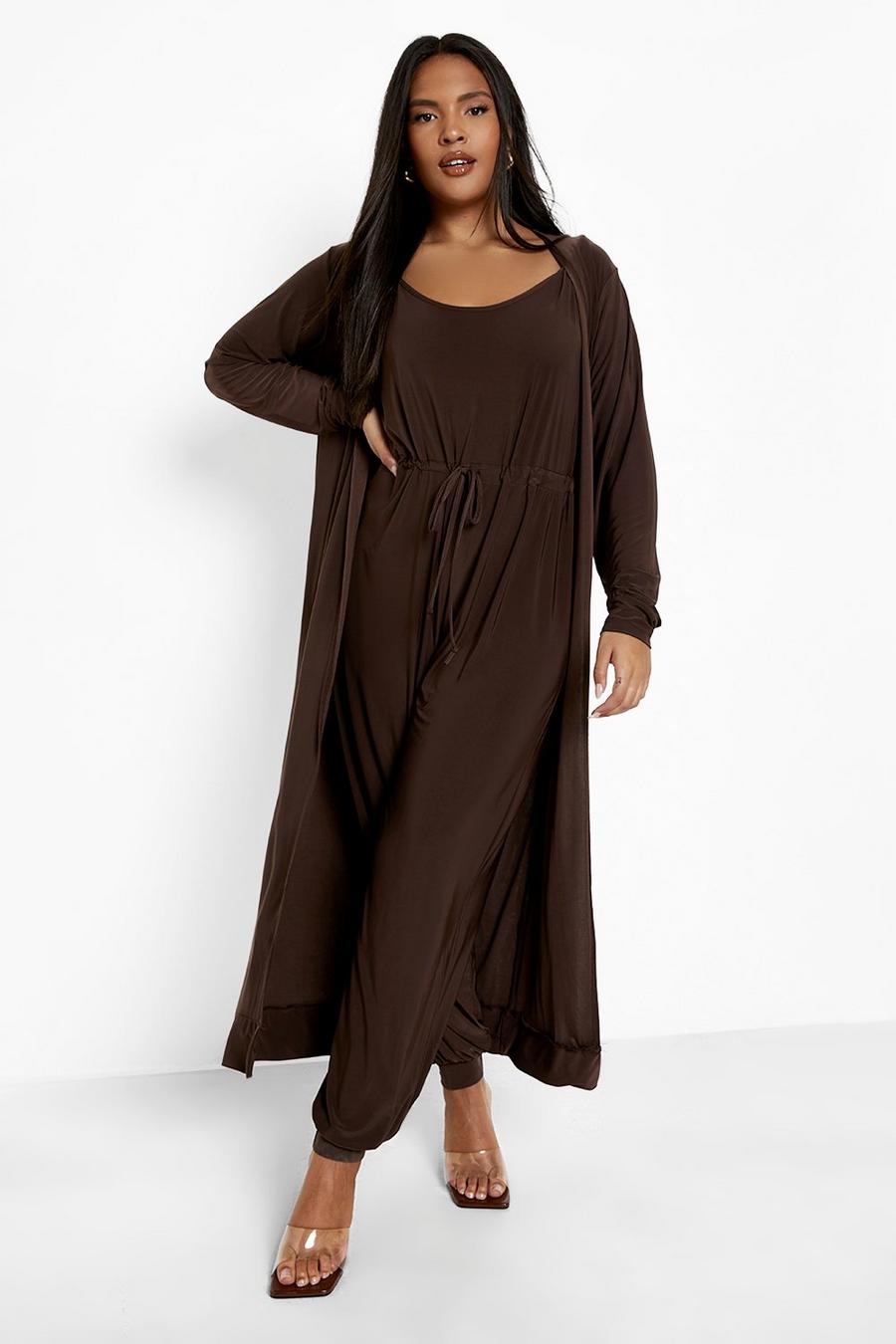 Chocolate Plus Slinky Jumpsuit And Maxi Duster Two-Piece image number 1