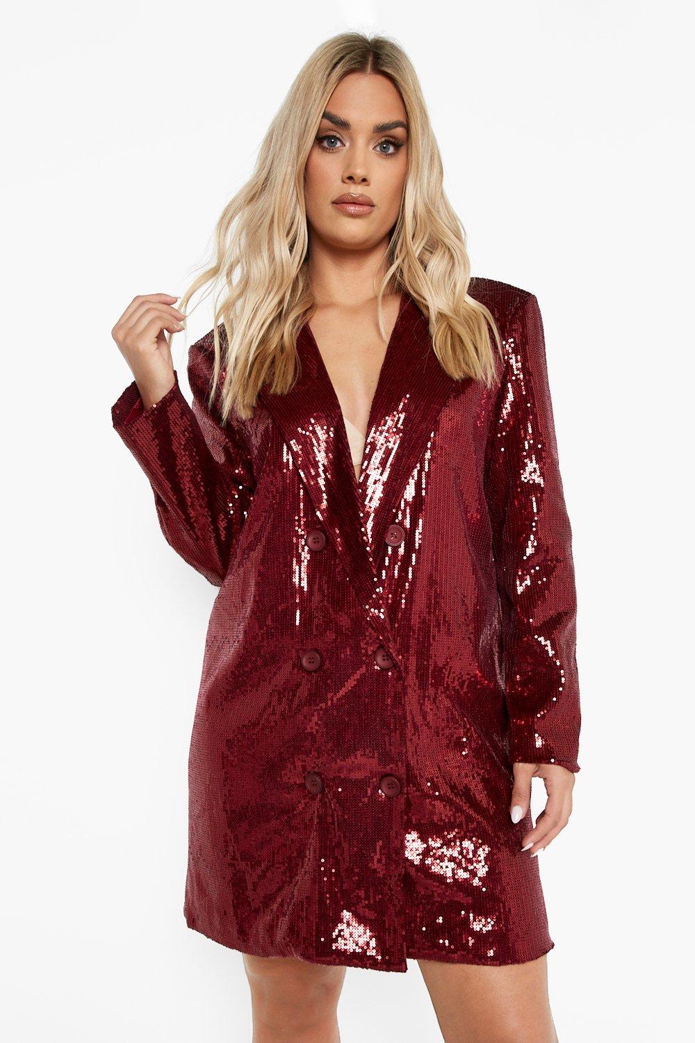 Boohoo red sequin on sale dress