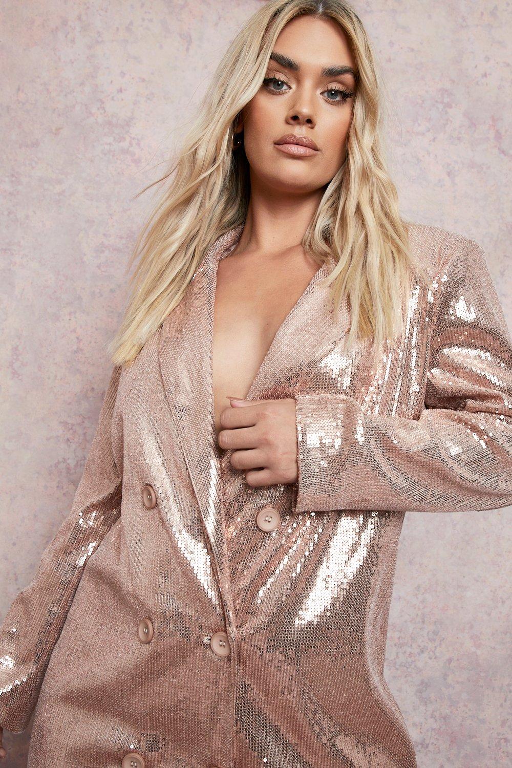 Gold sequin hot sale blazer dress