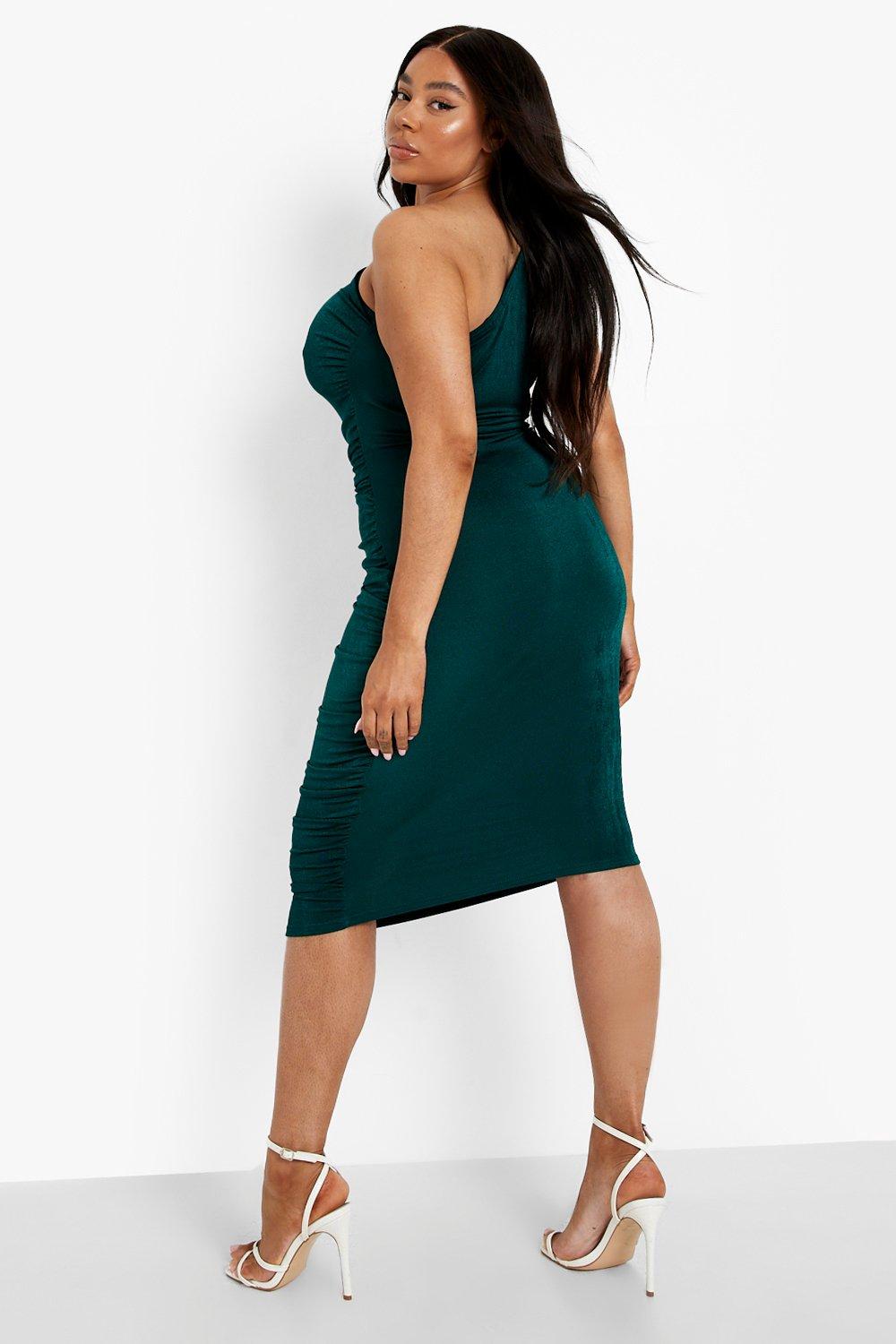 Emerald green dress outlet boohoo