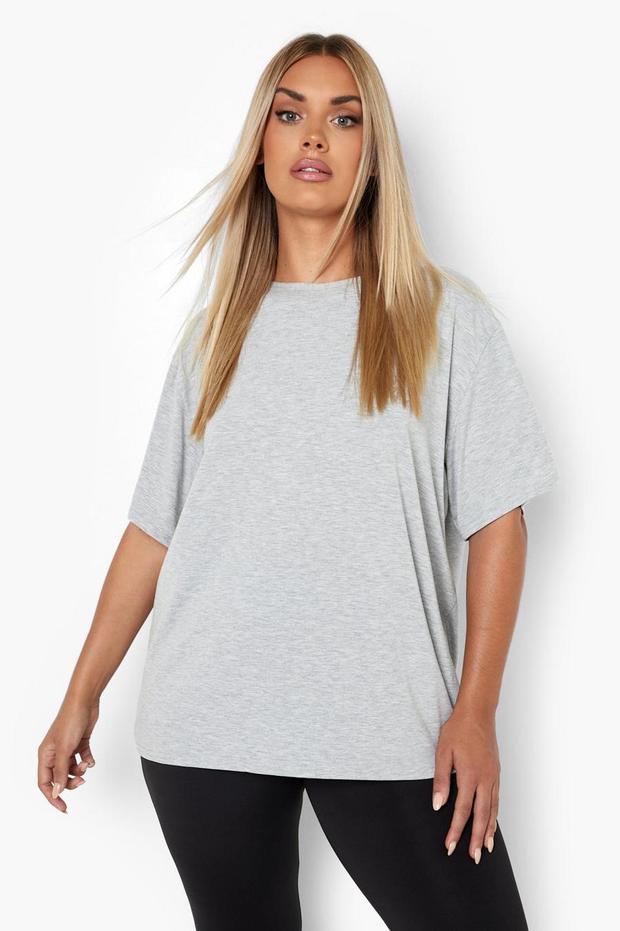Grey Plus Split Back Gym T-shirt image number 1