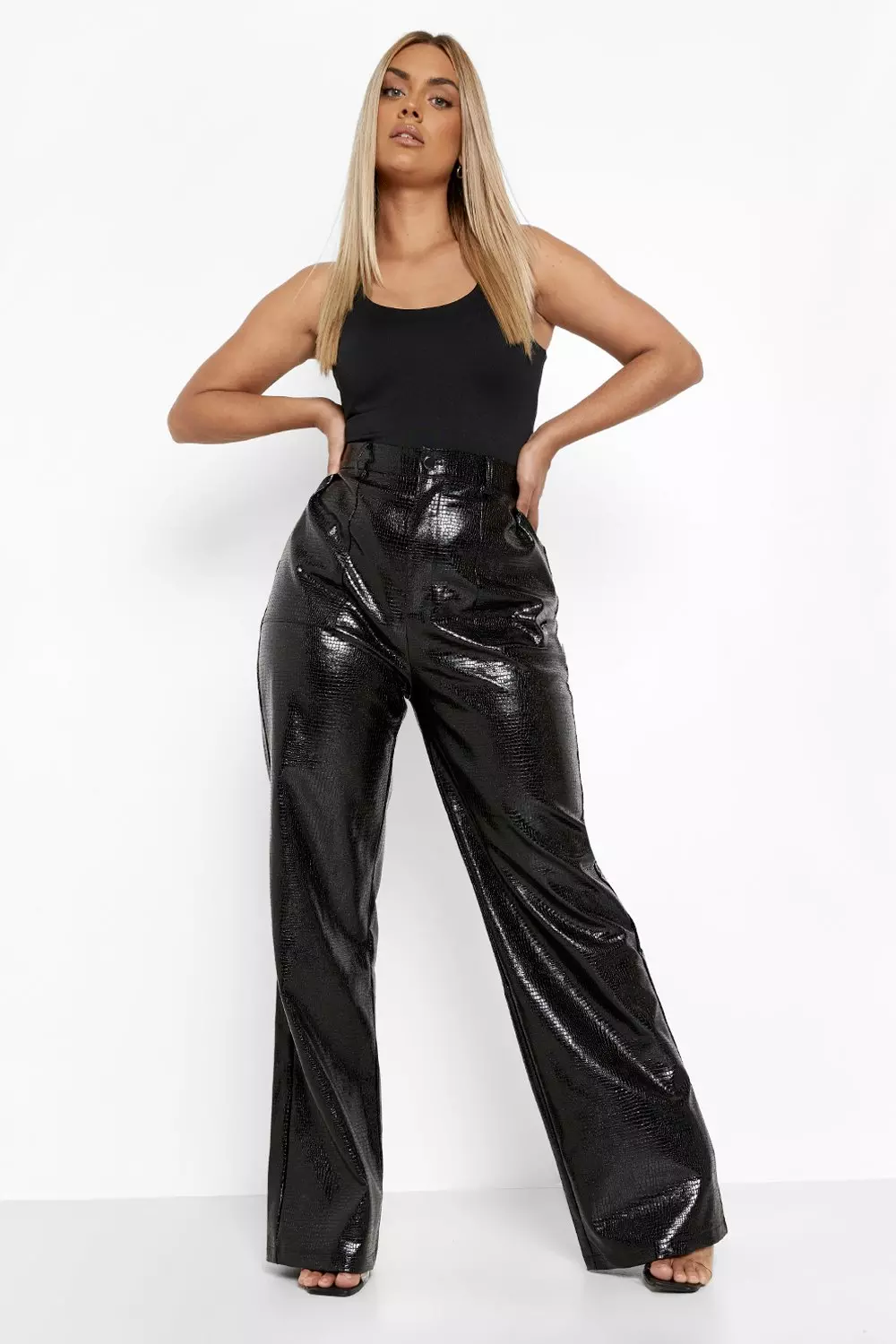 Black Plus Croc Pu Trouser alternative image