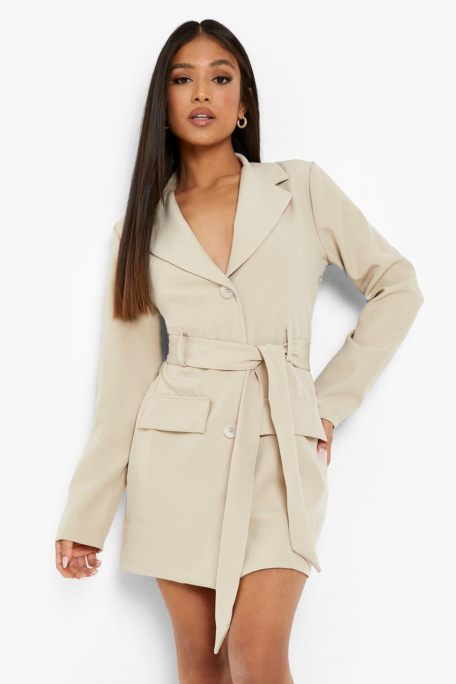 Stone Petite Cut Out Back Belted Blazer Dress image number 1