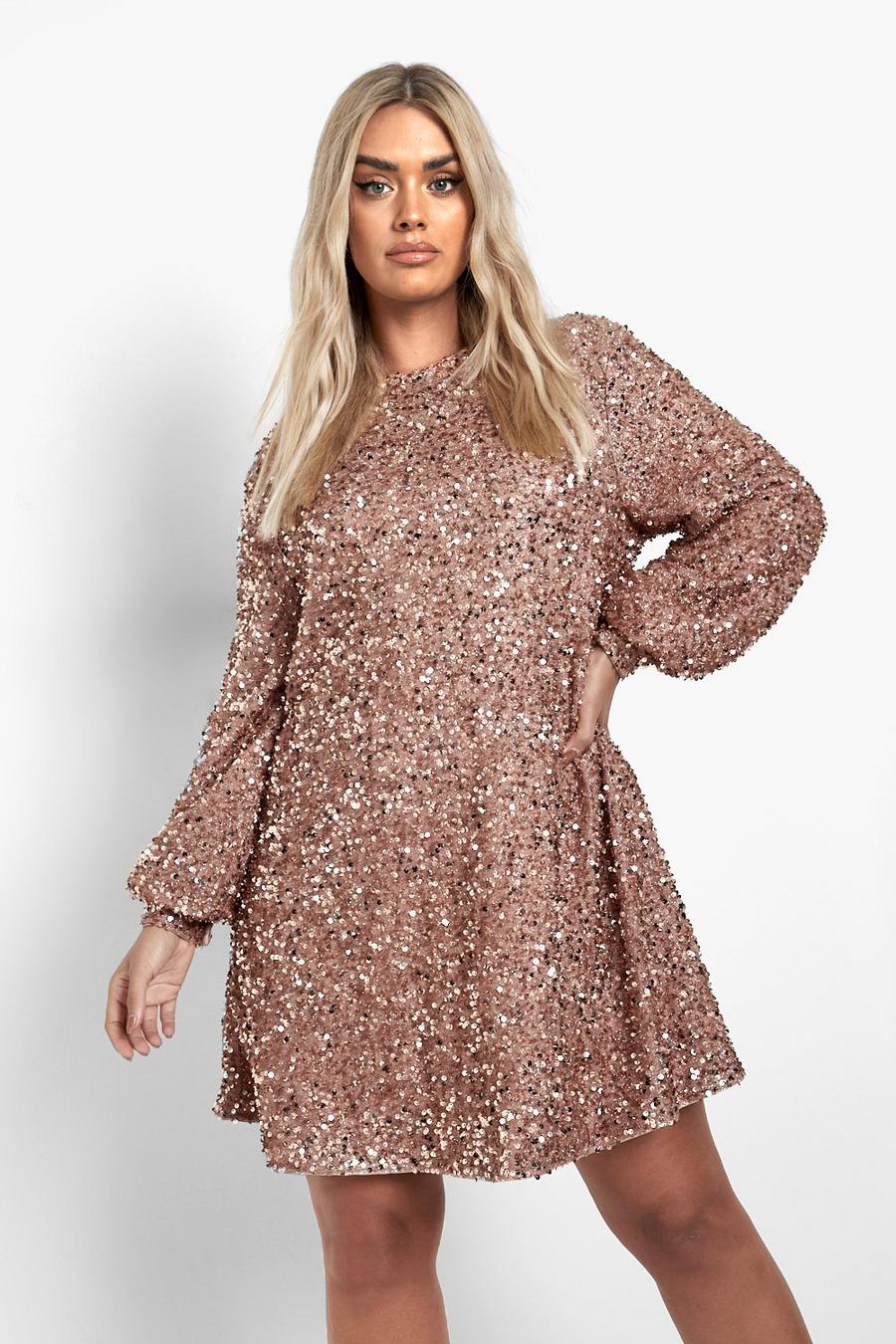 Grande taille - Robe droite pailletée, Rose gold image number 1