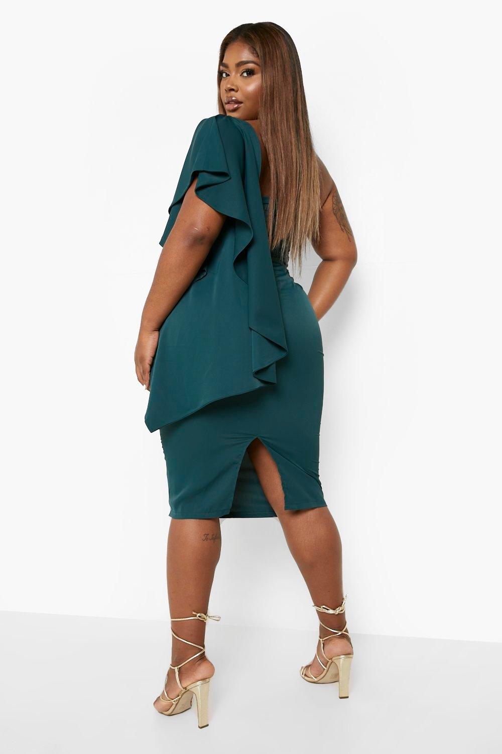 Emerald green best sale dress boohoo