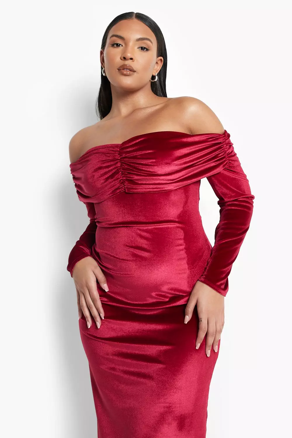 Red velvet best sale bardot dress