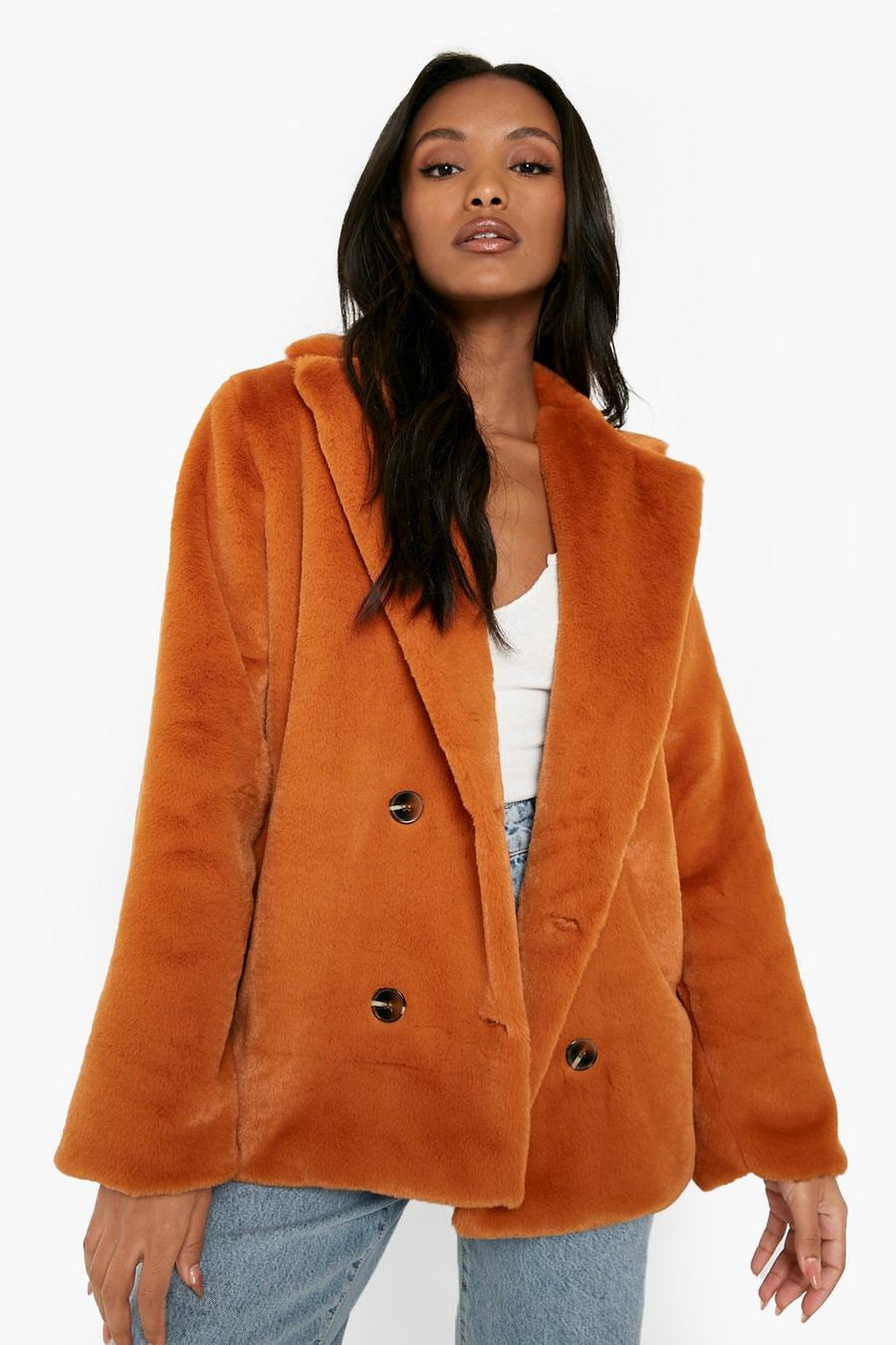 Chestnut Petite Double Breasted Fur Coat image number 1