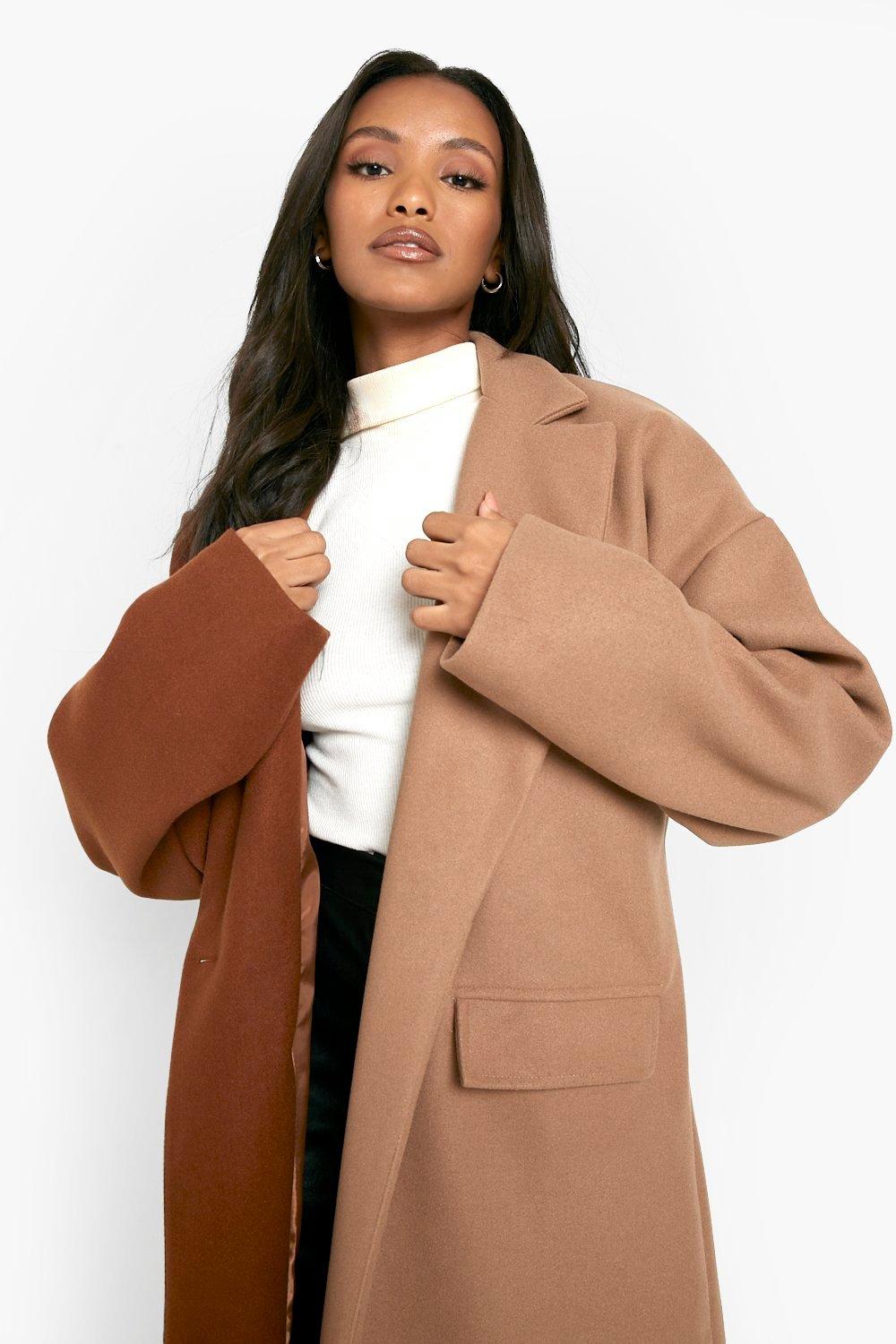 Colour block store wool coat