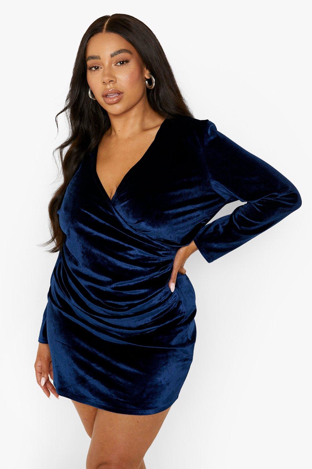 Plus velvet 2025 wrap dress