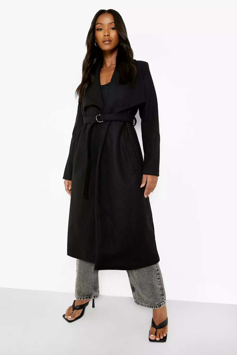 Black waterfall shop coat petite