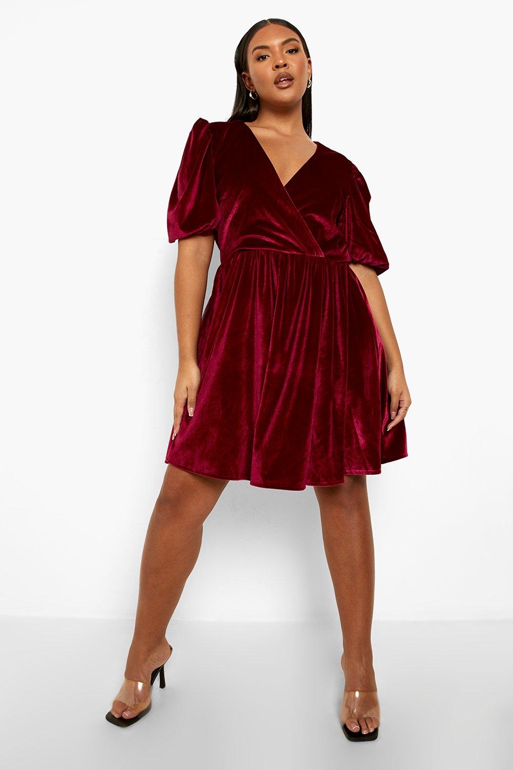 Burgundy velvet hotsell skater dress