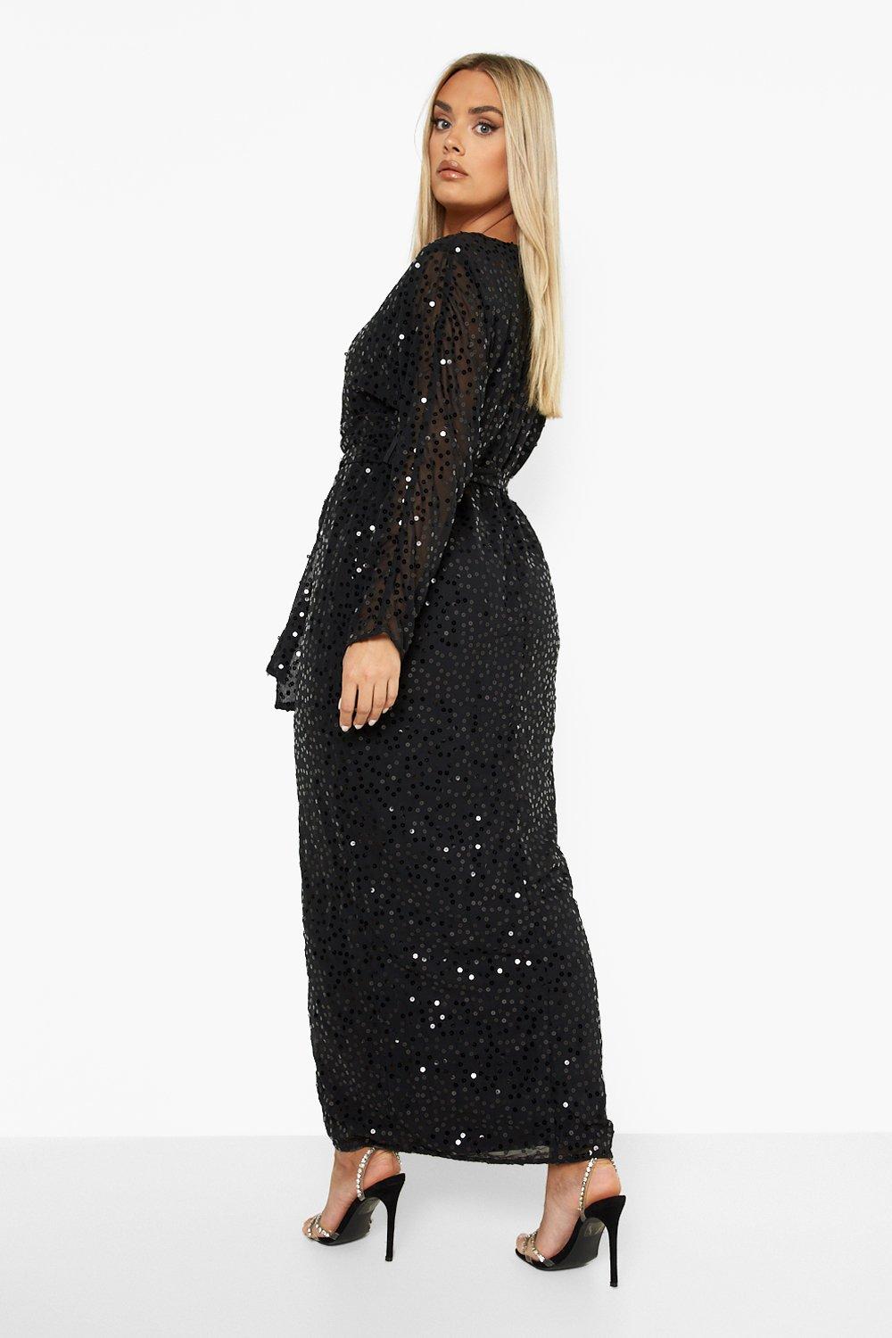 Sequin fashion split maxi dress