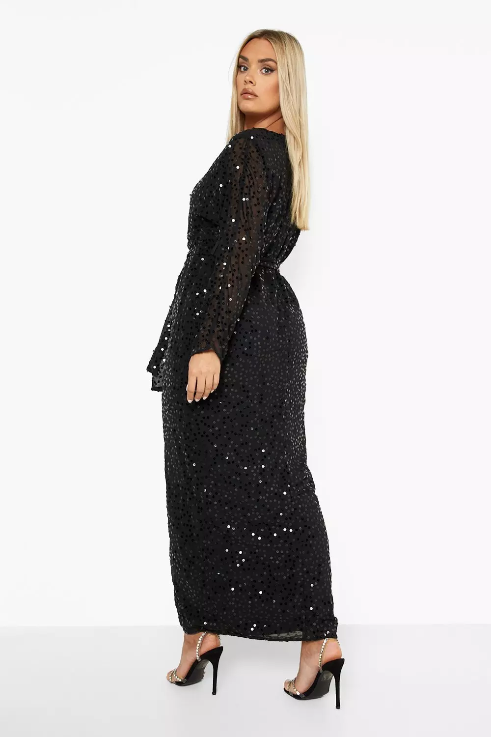 Boohoo plus store sequin maxi dress