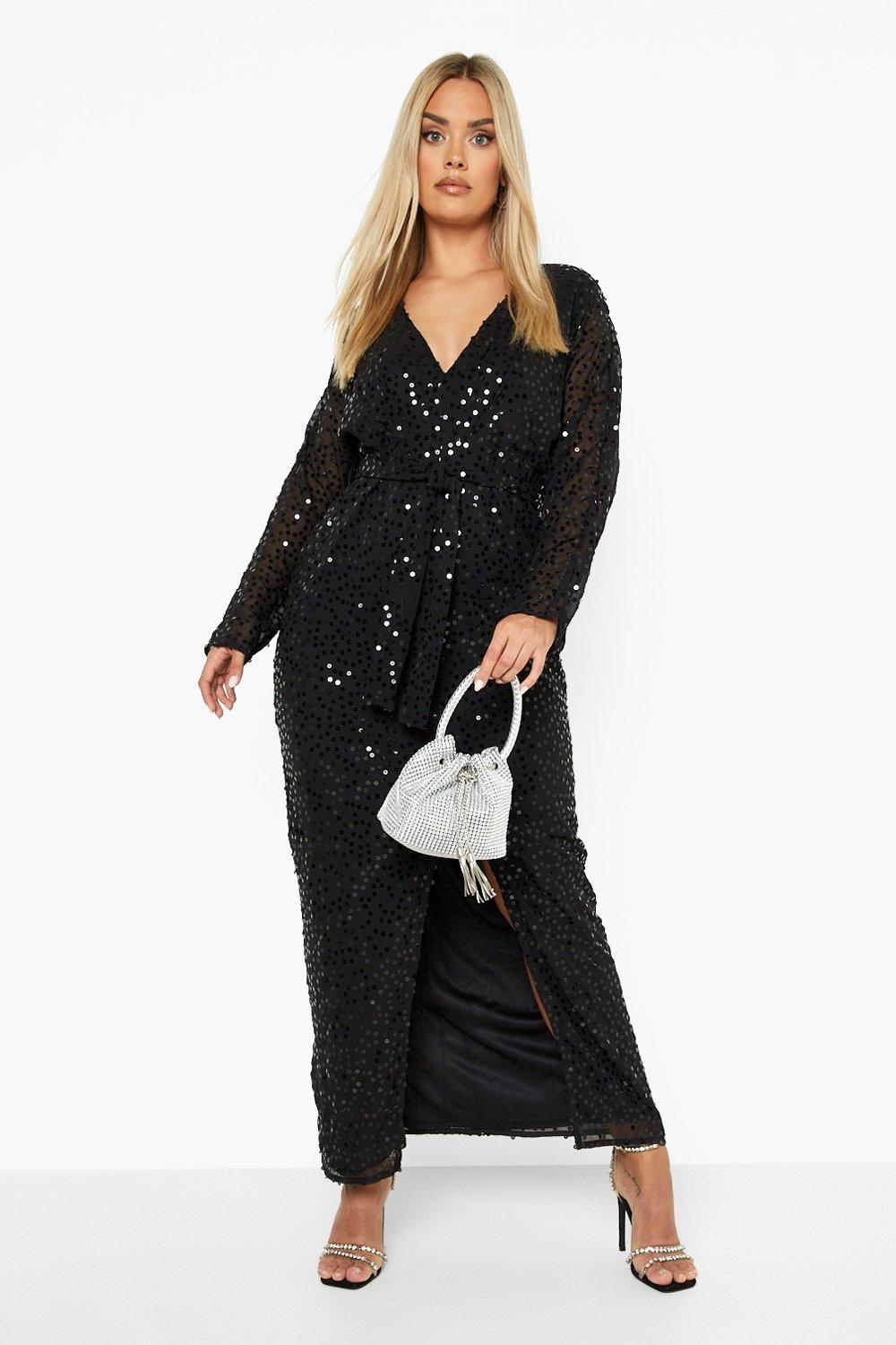 Boohoo plus sequin maxi dress hotsell