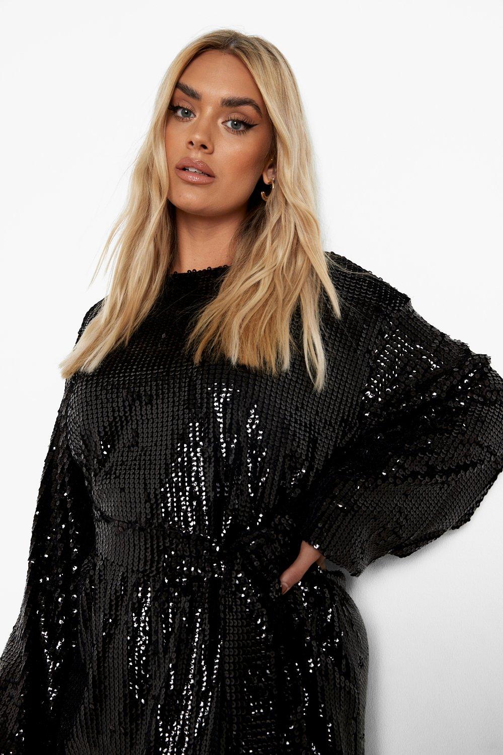 Grande taille Robe droite ceintur e manches blouson boohoo