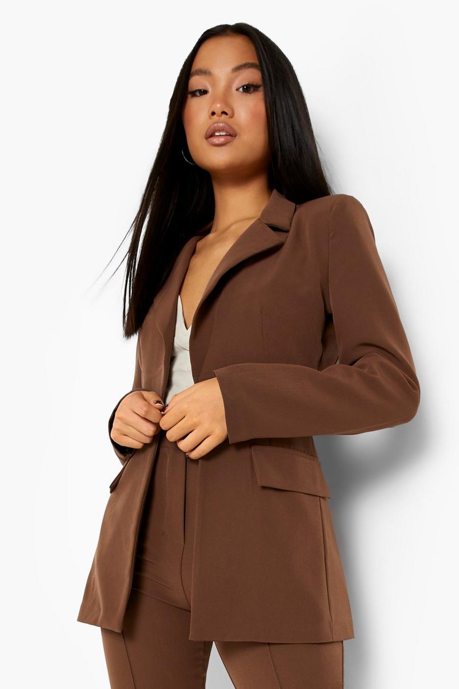 Chestnut Petite Single Breasted Tailored Blazer image number 1
