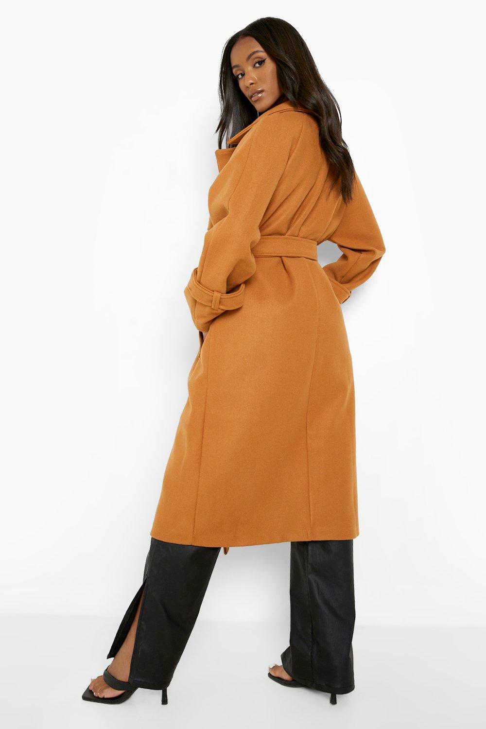 petite belted wool coat