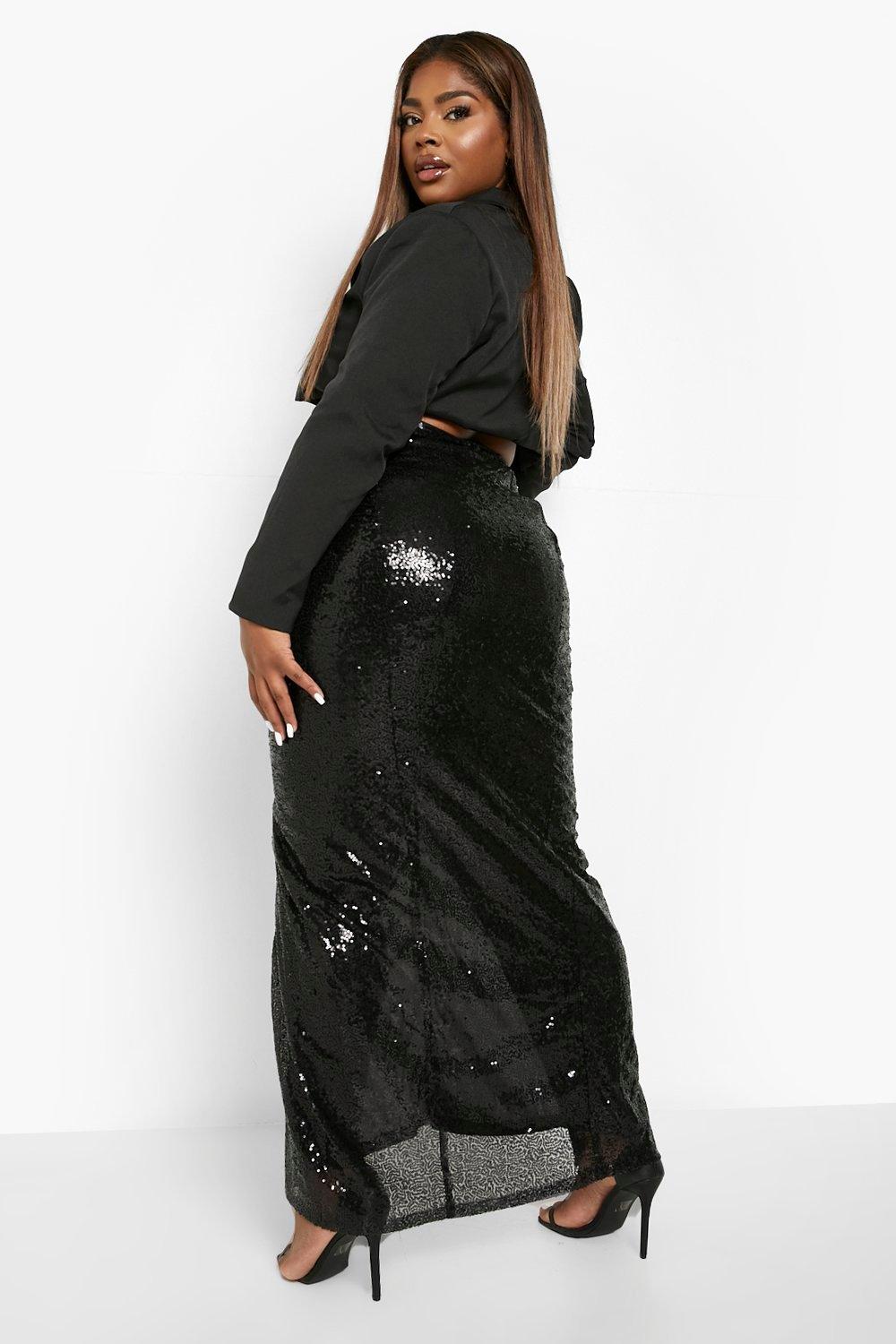 Maxi black skirt hot sale plus size