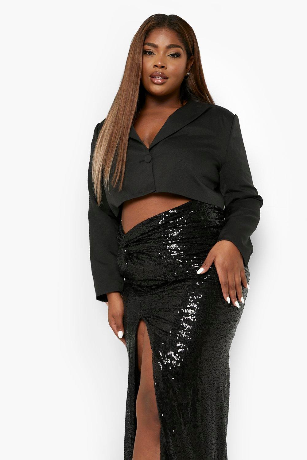 Black sequin maxi shop skirt plus size