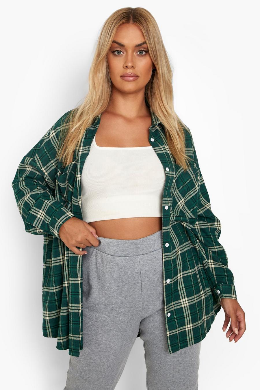 Green Plus Oversized Checked Shirt image number 1