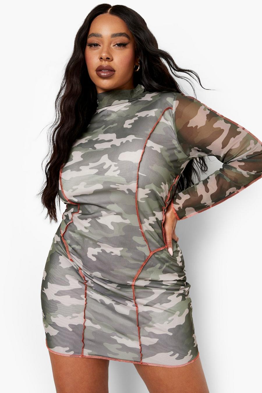 Grande taille - Robe d'Halloween en tulle effet camouflage , Green image number 1