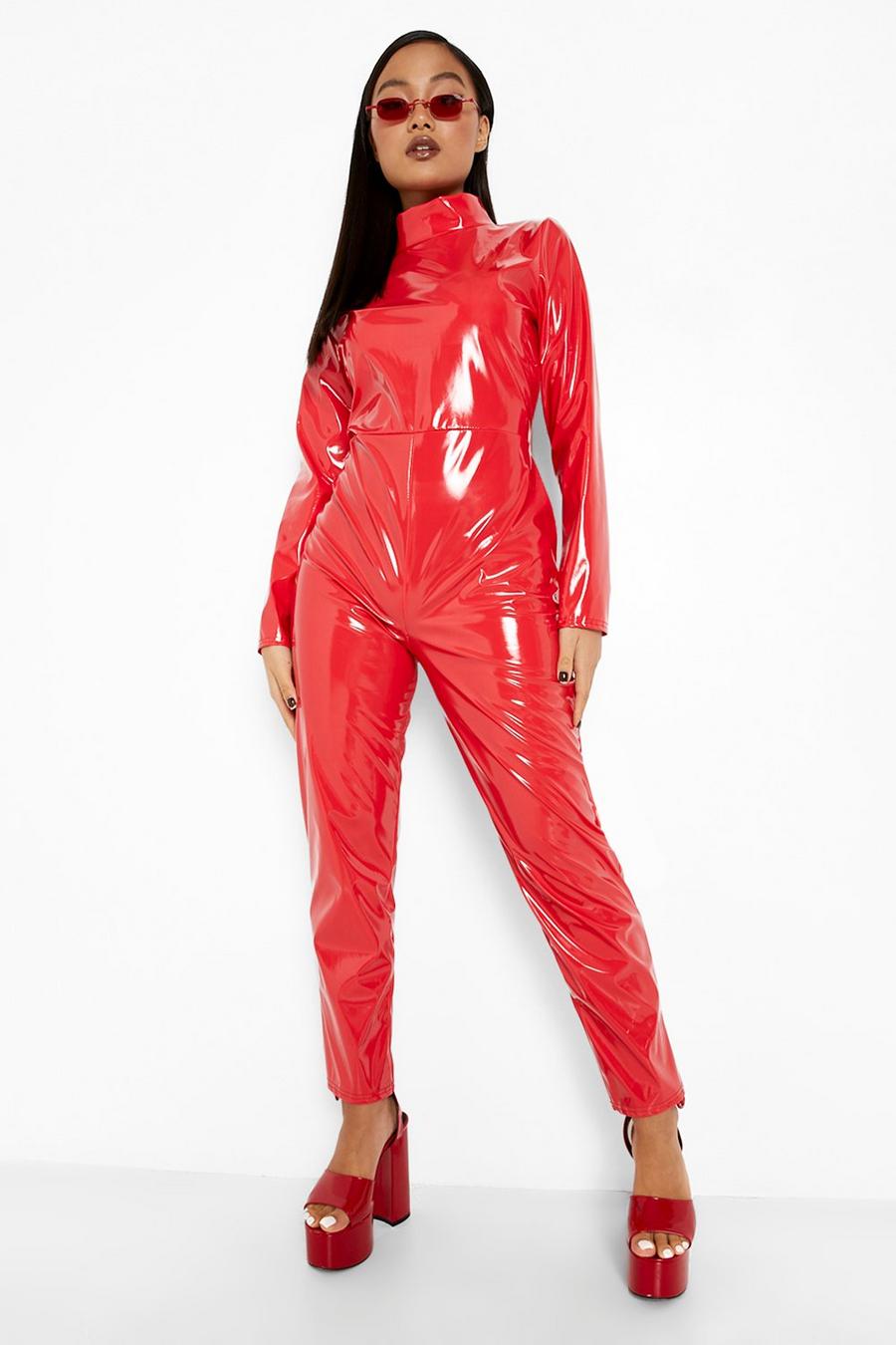 Red Petite Halloween Vinyl Catsuit image number 1