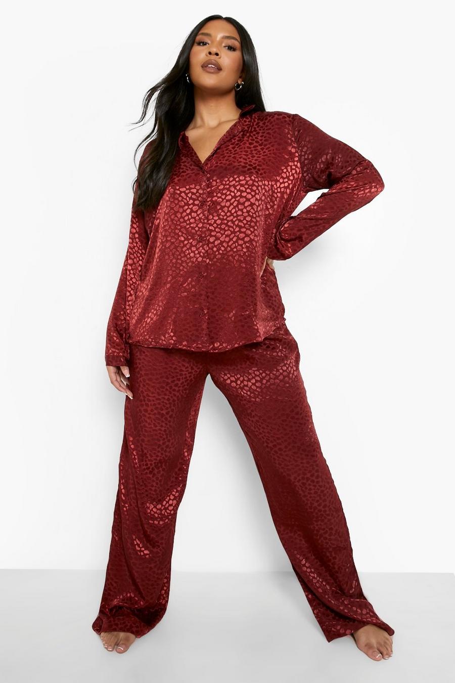 Grande taille - Ensemble de pyjama léopard avec pantalon, Chocolate image number 1