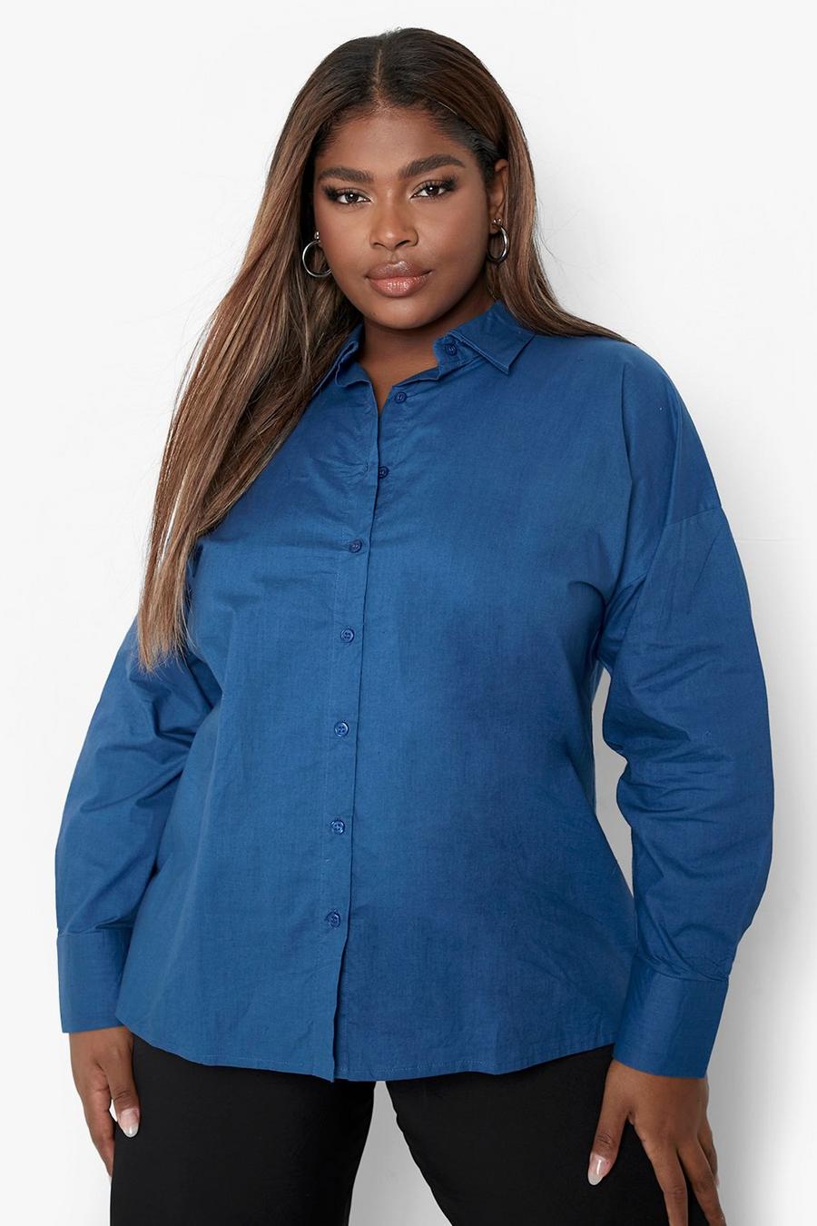 Camicia in popeline Plus Size oversize, Cobalt image number 1