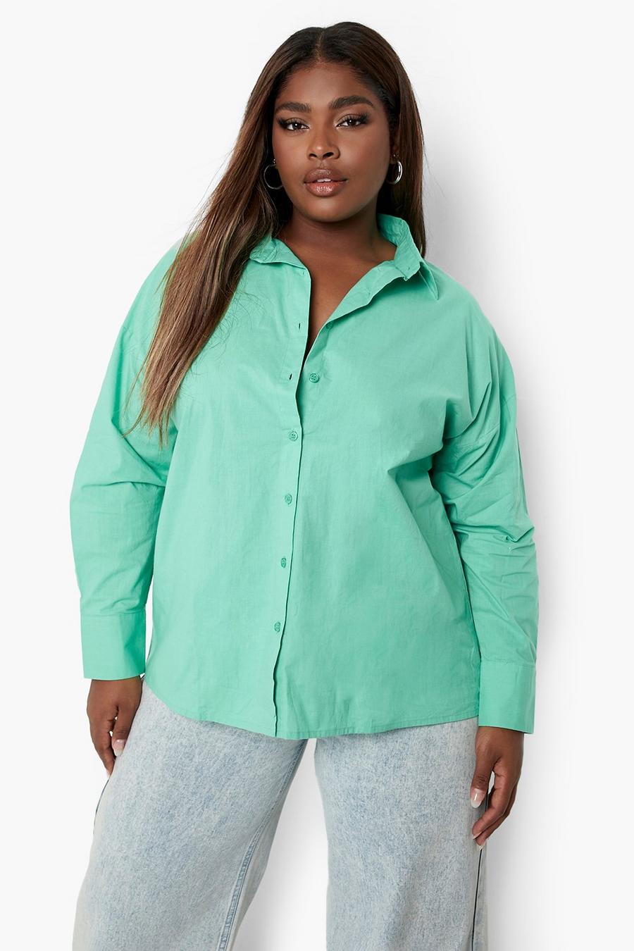 Green Plus Oversized Poplin Shirt image number 1
