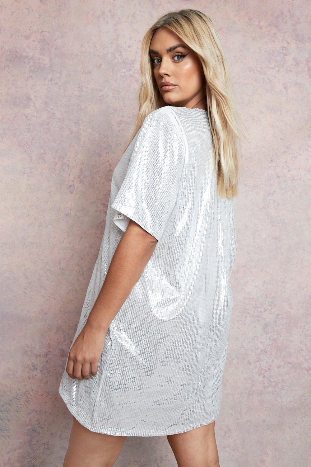 Silver glitter cheap t shirt dress