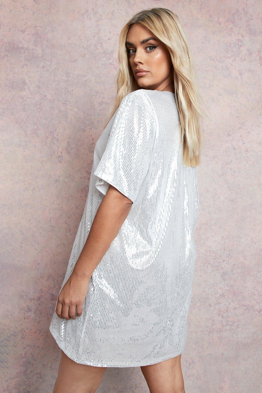 Grande taille Robe t shirt pailletee