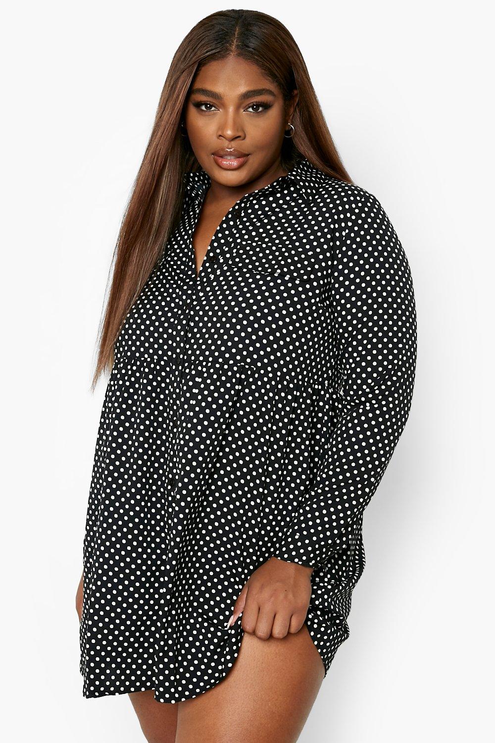 Polka dot 2025 plus size shirt