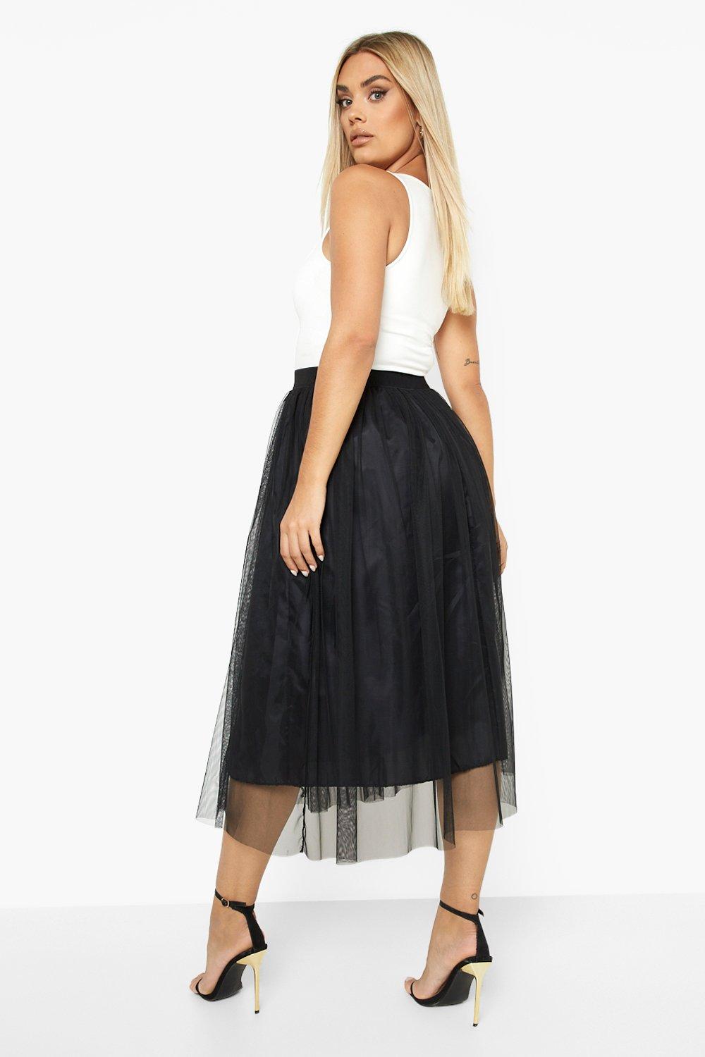 Plus Tulle Mesh Midi Skirt boohoo