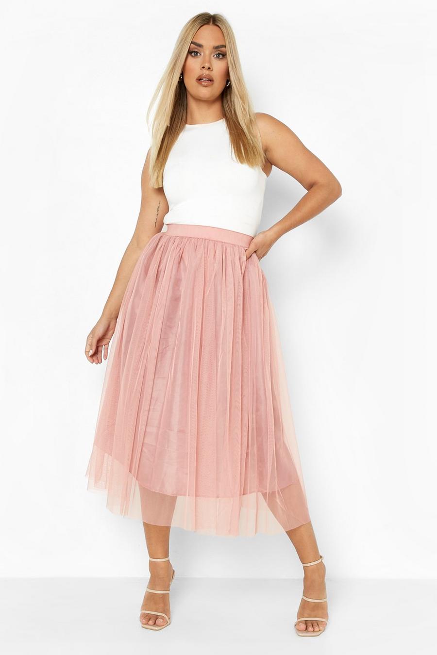 Rose Plus Tulle Mesh Midi Skirt image number 1