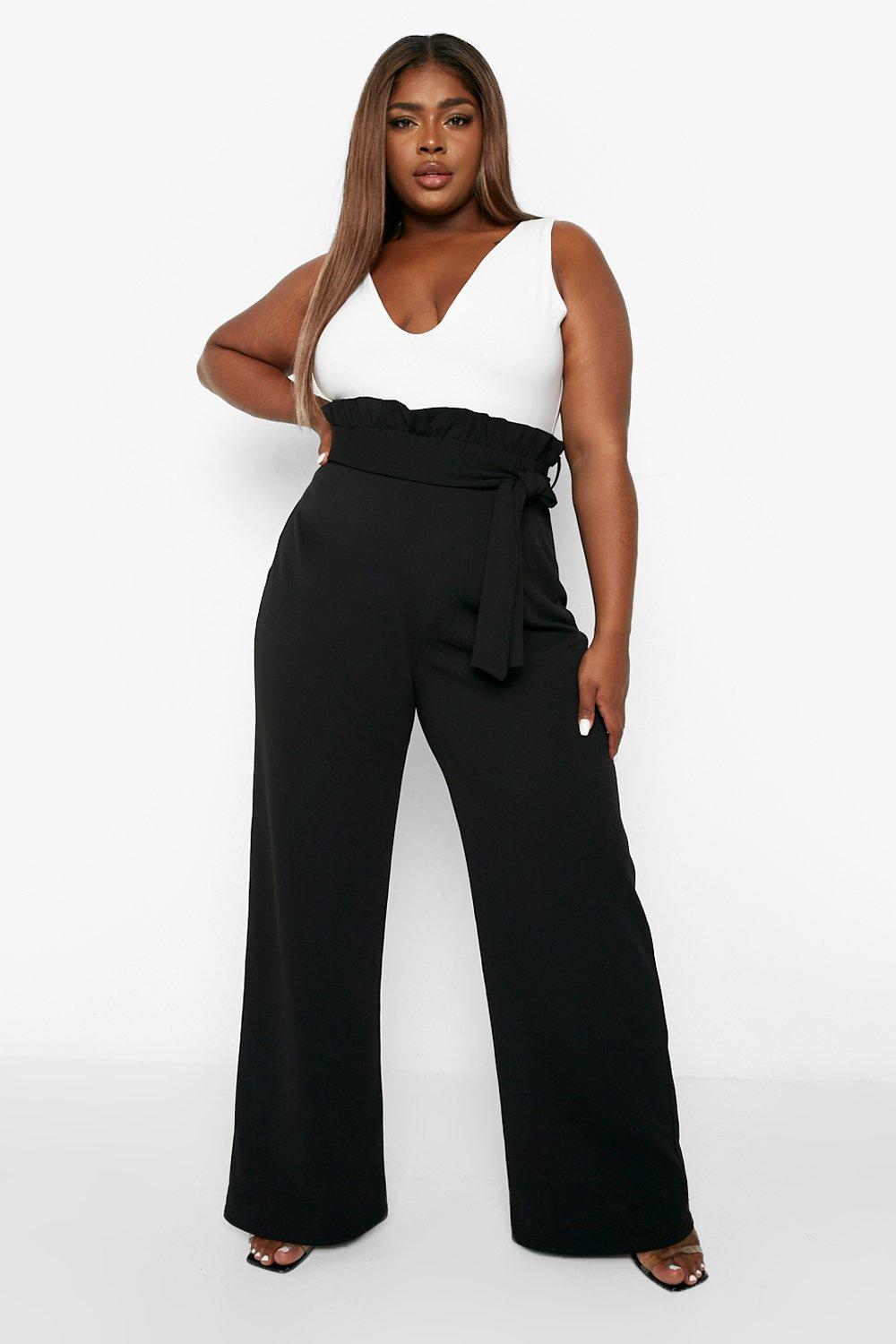 Paper bag waist outlet wide leg trousers