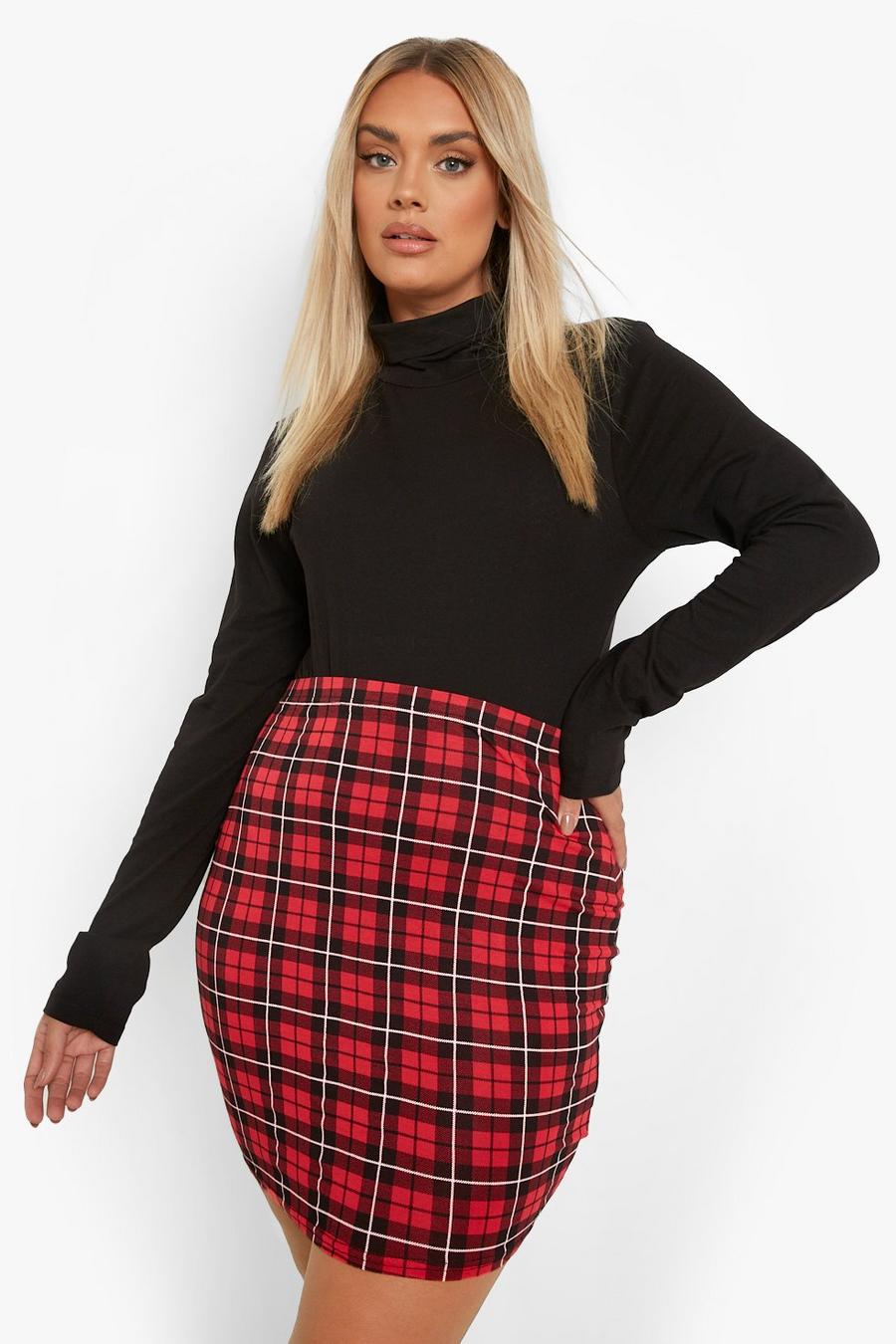 Women's Plus Check Mini Skirt | Boohoo UK
