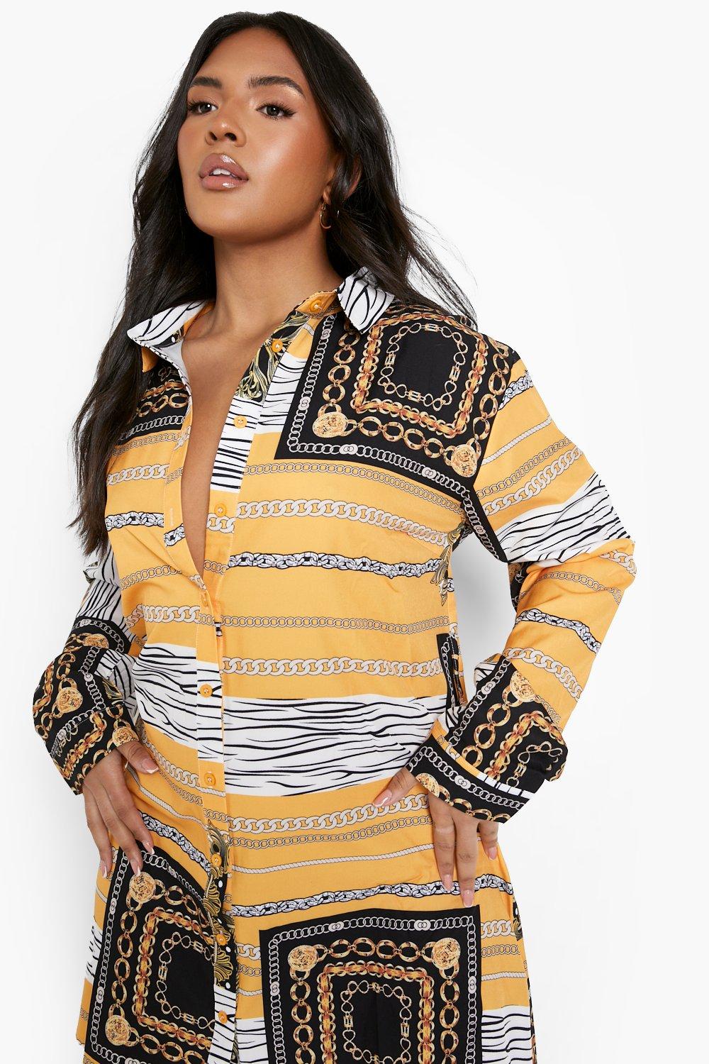 Boohoo chain store print shirt dress