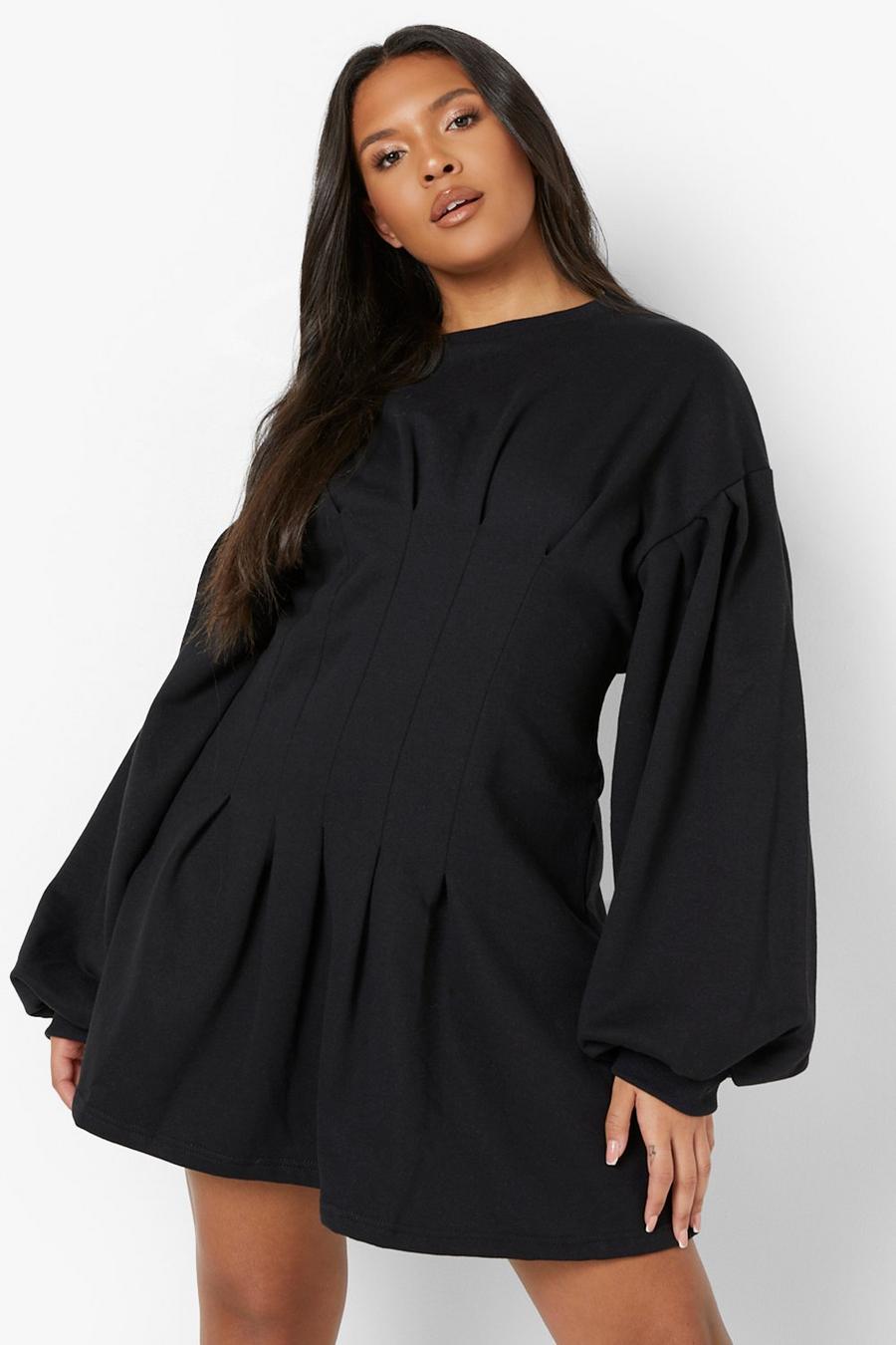 Black Plus Cinched Waist Sweatshirt Dress image number 1