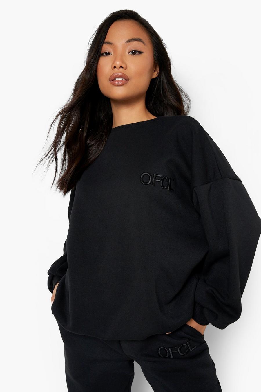 Black negro Petite Ofcl Embroidered Sweatshirt image number 1