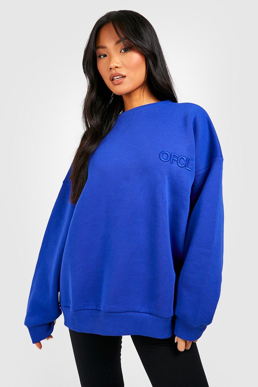 Cobalt blå Petite - Ofcl Sweatshirt med brodyr