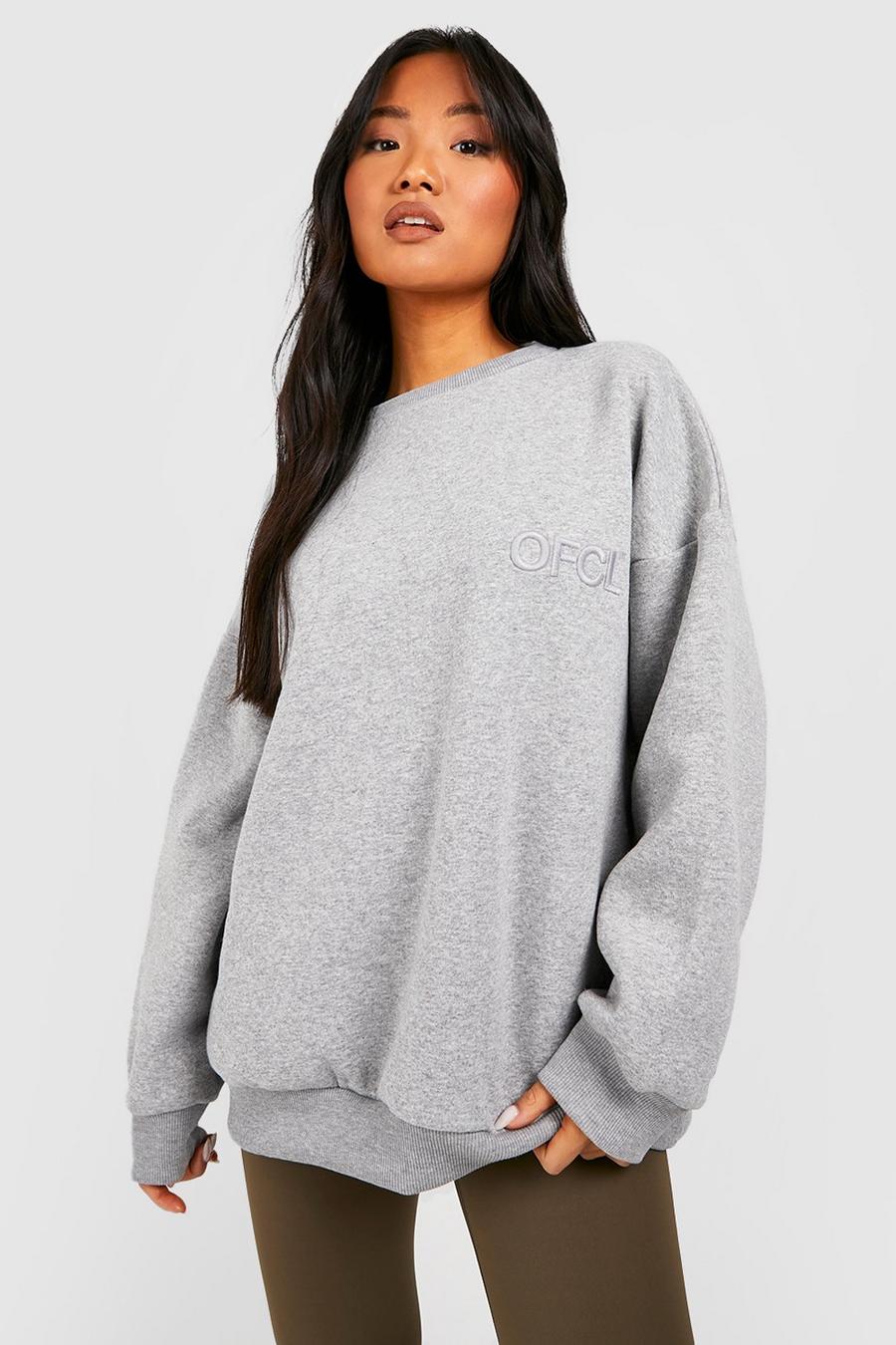 Grey Petite Ofcl Oversized Embroidered Sweatshirt image number 1