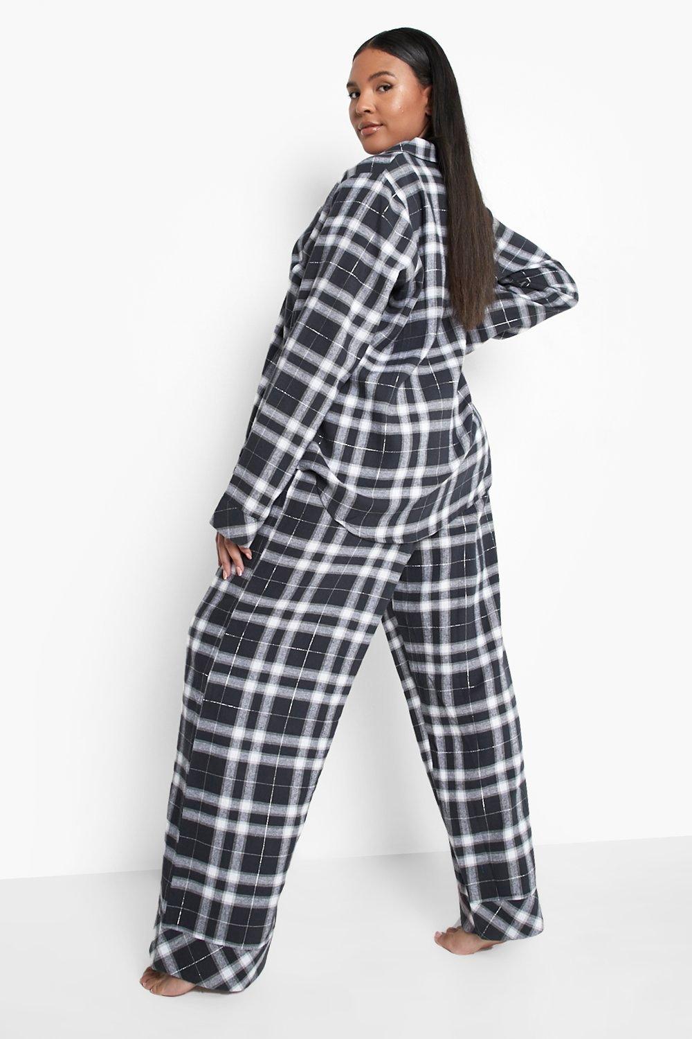 Plus Shimmer Checked Flannel Pyjama Set